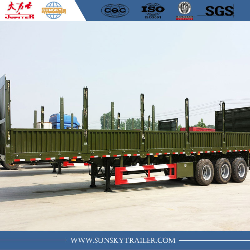 3 Axle High Fence Side Wall Flatbed Trailer